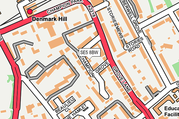SE5 8BW map - OS OpenMap – Local (Ordnance Survey)