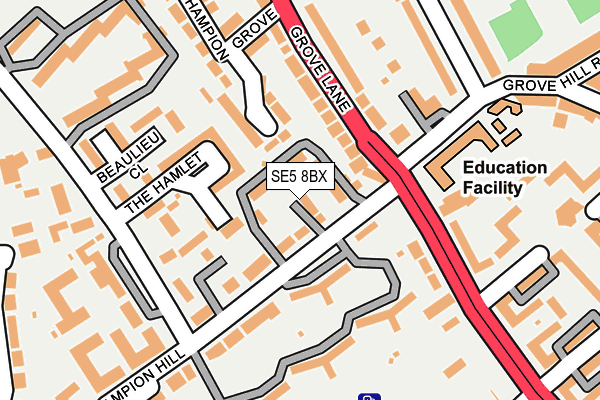 SE5 8BX map - OS OpenMap – Local (Ordnance Survey)