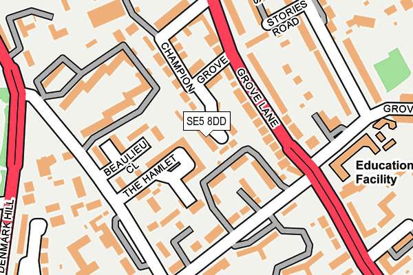 SE5 8DD map - OS OpenMap – Local (Ordnance Survey)