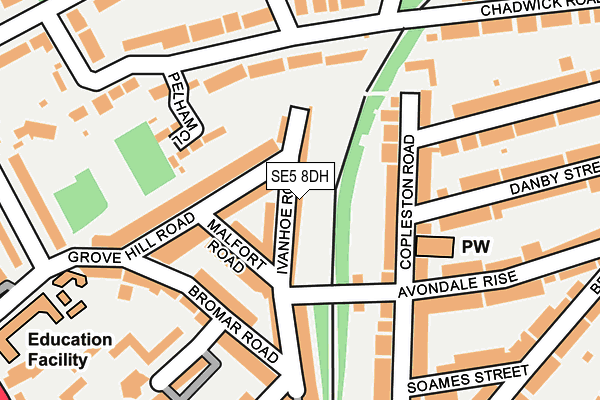 SE5 8DH map - OS OpenMap – Local (Ordnance Survey)