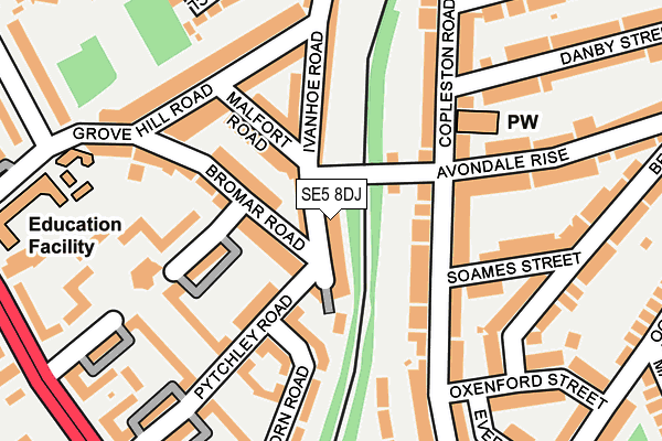 SE5 8DJ map - OS OpenMap – Local (Ordnance Survey)