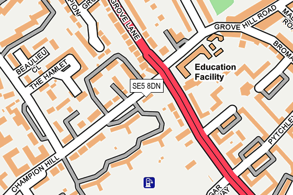 SE5 8DN map - OS OpenMap – Local (Ordnance Survey)