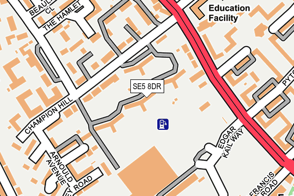 SE5 8DR map - OS OpenMap – Local (Ordnance Survey)