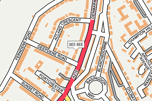 SE5 8EE map - OS OpenMap – Local (Ordnance Survey)