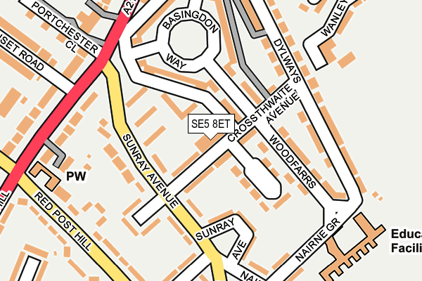 SE5 8ET map - OS OpenMap – Local (Ordnance Survey)
