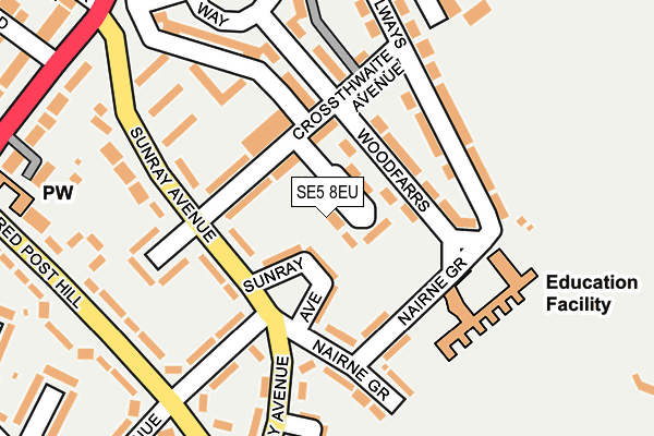 SE5 8EU map - OS OpenMap – Local (Ordnance Survey)