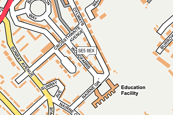 SE5 8EX map - OS OpenMap – Local (Ordnance Survey)