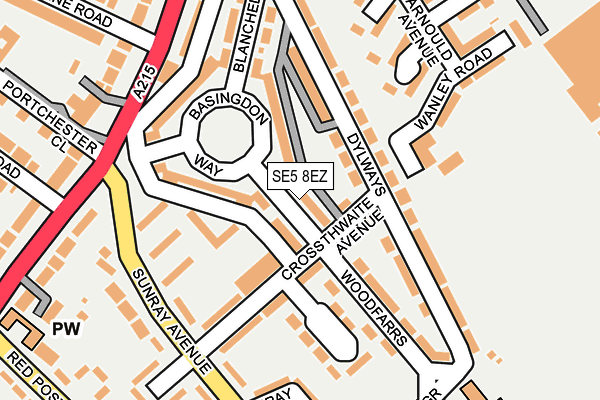 SE5 8EZ map - OS OpenMap – Local (Ordnance Survey)