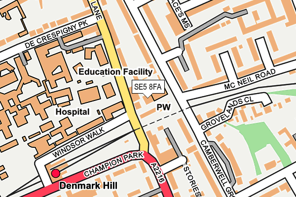 SE5 8FA map - OS OpenMap – Local (Ordnance Survey)