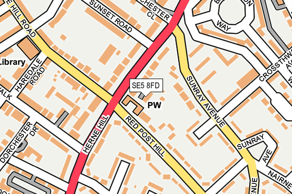 SE5 8FD map - OS OpenMap – Local (Ordnance Survey)