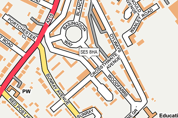 SE5 8HA map - OS OpenMap – Local (Ordnance Survey)