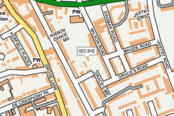 SE5 8HE map - OS OpenMap – Local (Ordnance Survey)