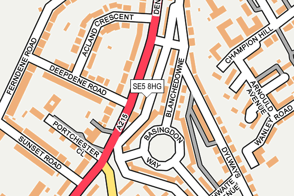SE5 8HG map - OS OpenMap – Local (Ordnance Survey)
