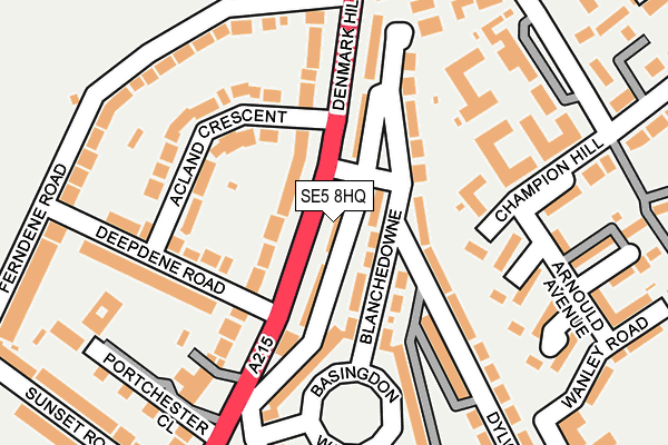 SE5 8HQ map - OS OpenMap – Local (Ordnance Survey)