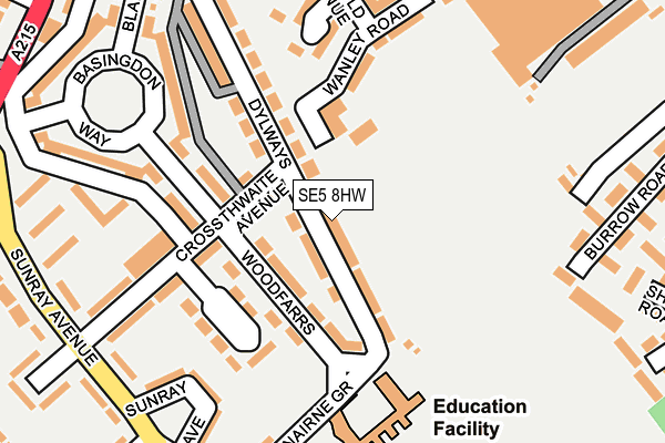 SE5 8HW map - OS OpenMap – Local (Ordnance Survey)