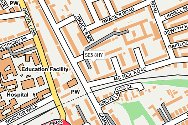 SE5 8HY map - OS OpenMap – Local (Ordnance Survey)