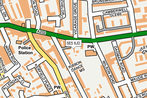 SE5 8JD map - OS OpenMap – Local (Ordnance Survey)