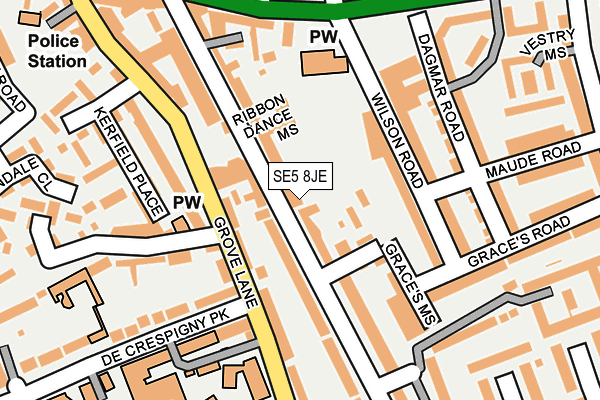 SE5 8JE map - OS OpenMap – Local (Ordnance Survey)