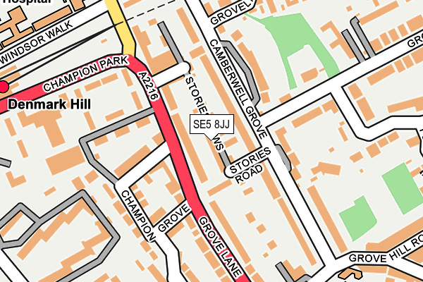 SE5 8JJ map - OS OpenMap – Local (Ordnance Survey)