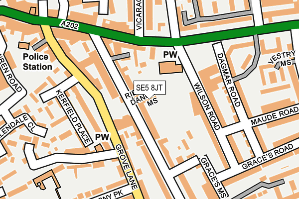 SE5 8JT map - OS OpenMap – Local (Ordnance Survey)