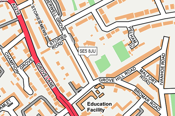 SE5 8JU map - OS OpenMap – Local (Ordnance Survey)