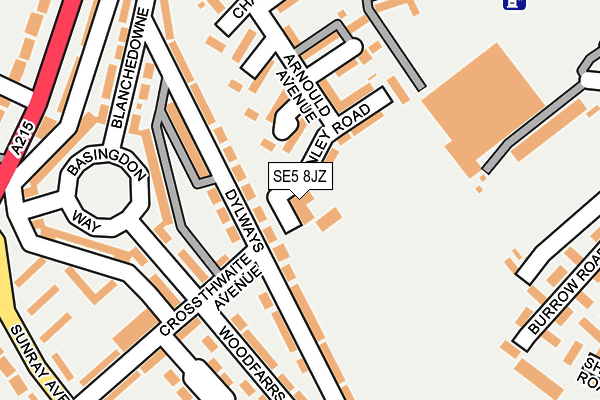 SE5 8JZ map - OS OpenMap – Local (Ordnance Survey)
