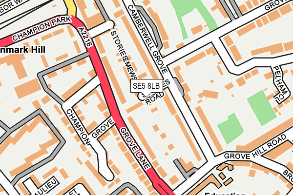 SE5 8LB map - OS OpenMap – Local (Ordnance Survey)
