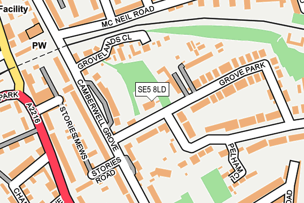 SE5 8LD map - OS OpenMap – Local (Ordnance Survey)