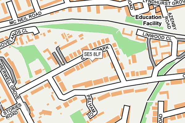 SE5 8LF map - OS OpenMap – Local (Ordnance Survey)