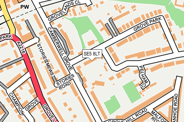 SE5 8LT map - OS OpenMap – Local (Ordnance Survey)