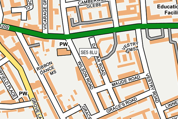 SE5 8LU map - OS OpenMap – Local (Ordnance Survey)