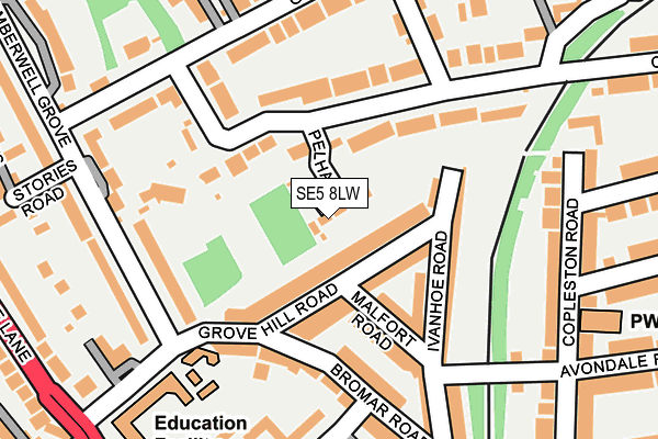 SE5 8LW map - OS OpenMap – Local (Ordnance Survey)