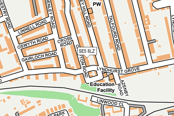 SE5 8LZ map - OS OpenMap – Local (Ordnance Survey)