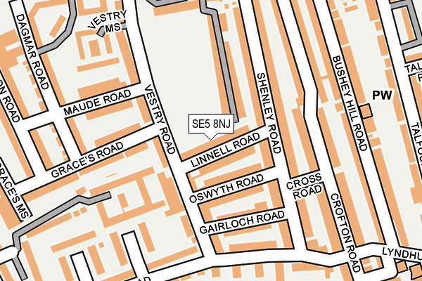 SE5 8NJ map - OS OpenMap – Local (Ordnance Survey)