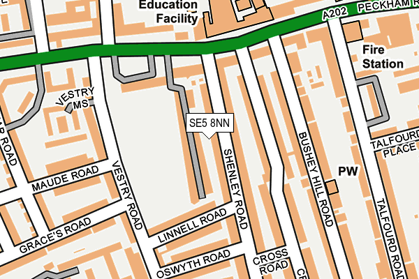 SE5 8NN map - OS OpenMap – Local (Ordnance Survey)
