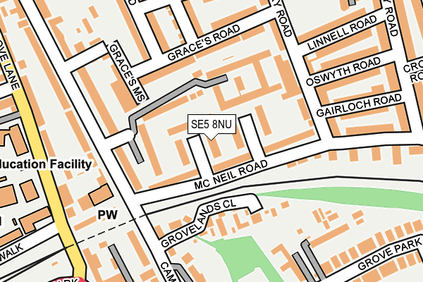 SE5 8NU map - OS OpenMap – Local (Ordnance Survey)