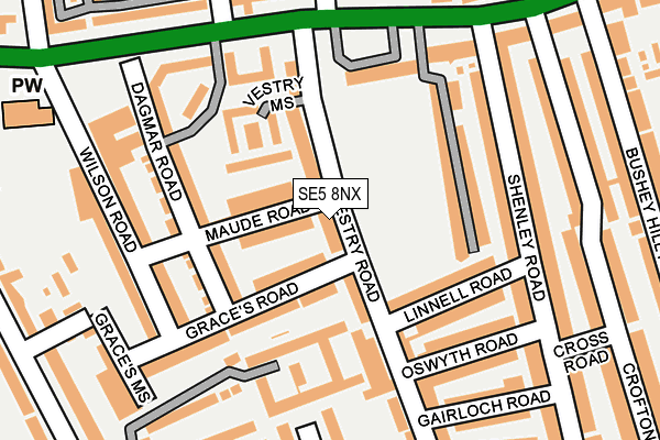 SE5 8NX map - OS OpenMap – Local (Ordnance Survey)