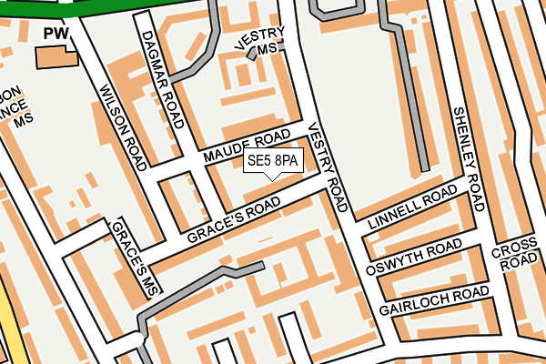 SE5 8PA map - OS OpenMap – Local (Ordnance Survey)