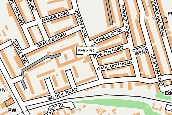 SE5 8PQ map - OS OpenMap – Local (Ordnance Survey)