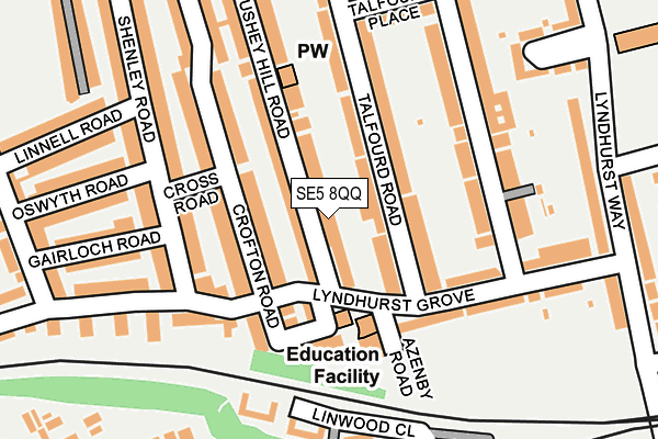 SE5 8QQ map - OS OpenMap – Local (Ordnance Survey)