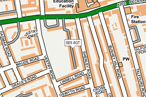 SE5 8QT map - OS OpenMap – Local (Ordnance Survey)
