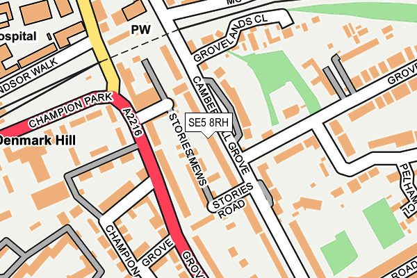 SE5 8RH map - OS OpenMap – Local (Ordnance Survey)