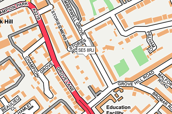 SE5 8RJ map - OS OpenMap – Local (Ordnance Survey)