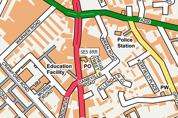 SE5 8RR map - OS OpenMap – Local (Ordnance Survey)