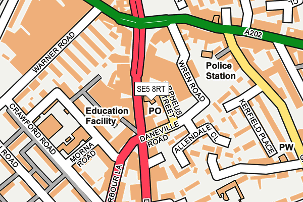 SE5 8RT map - OS OpenMap – Local (Ordnance Survey)