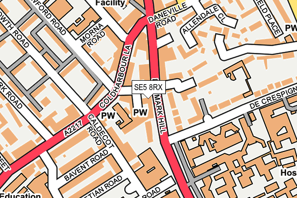 SE5 8RX map - OS OpenMap – Local (Ordnance Survey)
