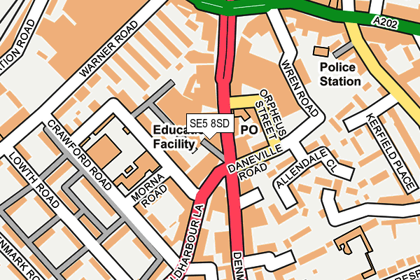 SE5 8SD map - OS OpenMap – Local (Ordnance Survey)