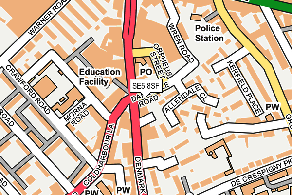SE5 8SF map - OS OpenMap – Local (Ordnance Survey)