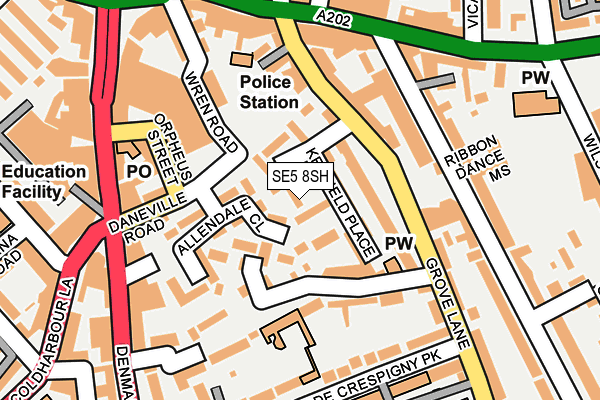 SE5 8SH map - OS OpenMap – Local (Ordnance Survey)