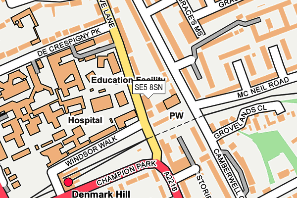 SE5 8SN map - OS OpenMap – Local (Ordnance Survey)